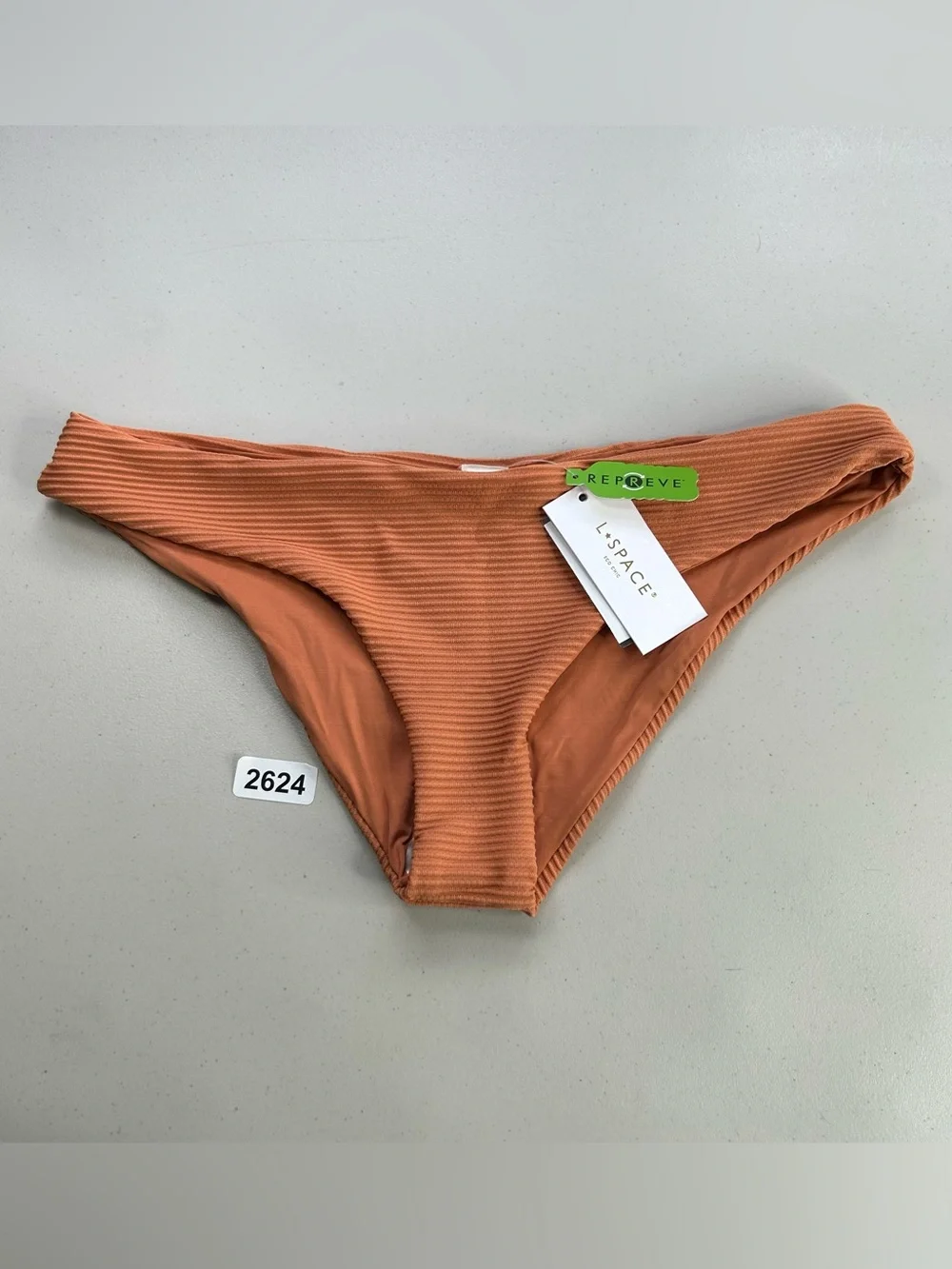 L*Space Tropical Orange Sandy Classic Bikini Bottom Size XL Ribbed New